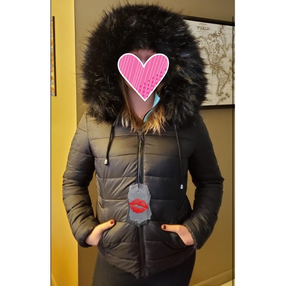 Double Sided Faux Fur Puffer Jacket Hooded-Fur - Picture 10 of 11